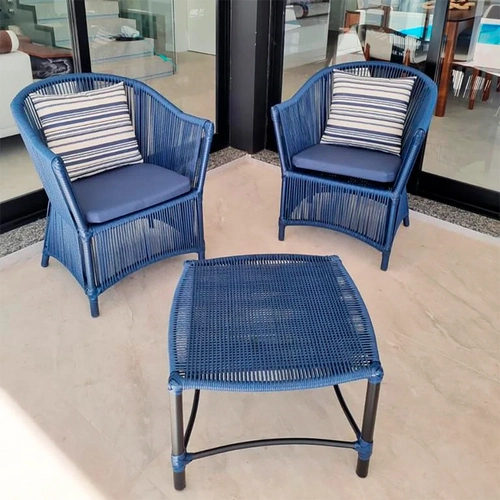 Poltronas maresias em corda sintética com Mesa de centro Curitiba (Kit)