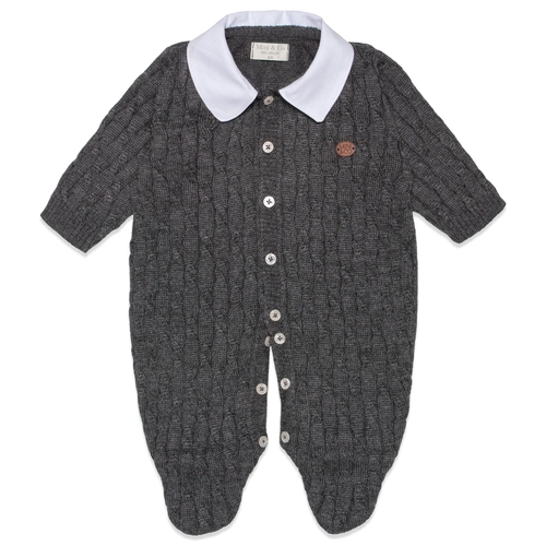 Macacão Manga Longa Tricot com Gola Masculino – Mescla