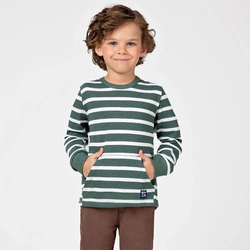 Camiseta Manga Longa Listrada Boldo Canguru Onda Marinha - Masculina