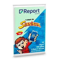 Papel Sulfite Senninha A4 75g Pacote com 100 Folhas Verde Report Suzano
