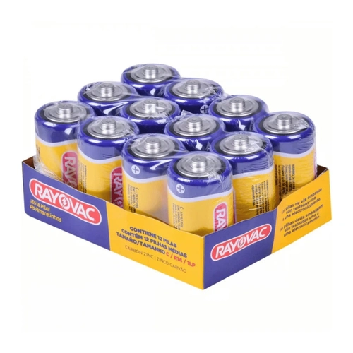 Pilha Rayovac Zinco As Amarelinhas Tamanho c (media) Bandeja Com 12 Unidades Cm-288-10105