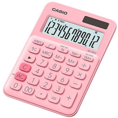 Calculadora de Mesa Casio 12 Dígitos Com Cálculo de Horas e Big Display Rosa - Ms-20uc-pk-n-dc