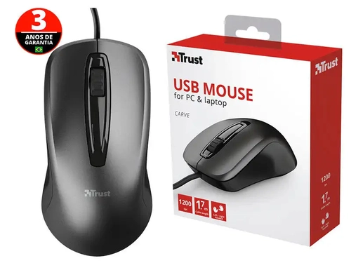 Mouse Com Fio Mouse 23733 Carve Optico  Preto 1200 Dpi Usb