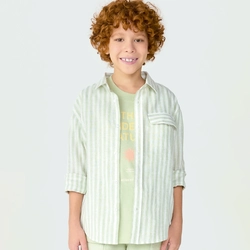 Camisa Manga Longa Listrada Verde Hering - Masculina