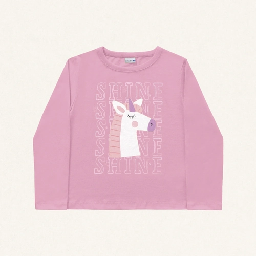 Blusinha Manga Longa Estampada Unicórnio Fakini - Feminina