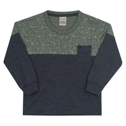 Camiseta Manga Longa Controle Preto/Verde Randa Mundu - Masculina