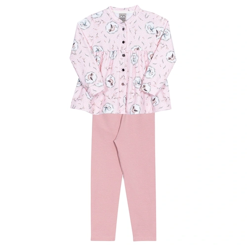 Conjunto Casaco Botão e Legging Rosa Randa Mundu - Feminino