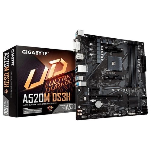Placa Mãe Gigabyte A520M DS3H, Chipset A520, AMD, Socket AM4, mATX, DDR4