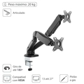 Suporte Articulado para 2 Monitores de 17 a 32 C/ Pistão a Gás - Sm-341b