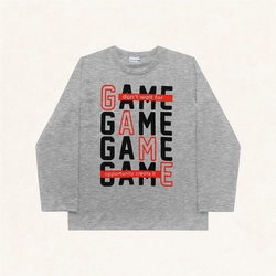Camiseta Manga Longa Game Mescla Fakini - Masculina
