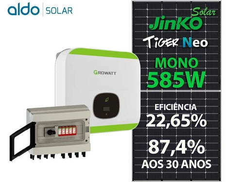 Gerador De Energia Solar Growatt Sem Estrutura Growatt Gf 4,68kwp Jinko Tiger Neo Mono 585w Min 5kw 2mppt Mono 220v