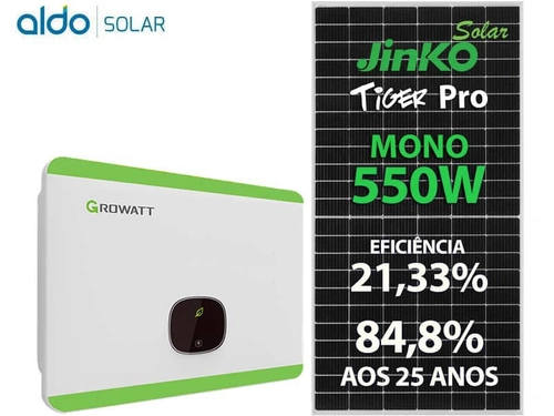 Gerador De Energia Solar Growatt Sem Estrutura Growatt Gf 12,1kwp Jinko Tiger Pro Mono 550w Mid 15kw 2mppt Trif 380v