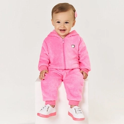Conjunto Jaqueta e Calça Pelinho Rosa Tileesul - Feminino