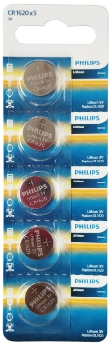 CR1620 Philips - 3V Lithium cartela c/5un.