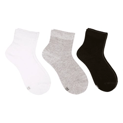 Kit 3 Meias Cano Baixo Branca, Preta e Mescla Leke - Unissex