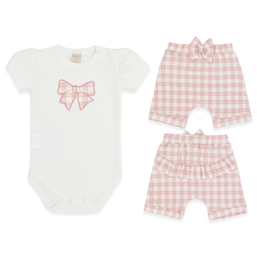 Conjunto Body Manga Curta Bordado e Shorts com Laço e Babado Suedine Menina – Ursa Provençal