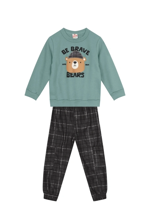 Conjunto Moletom Blusão e Calça Jogger Be Brave Ursinho Brandili - Masculino