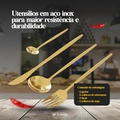 Conjunto de 24 Peças de Facas e Garfos Dourado Grillrelax