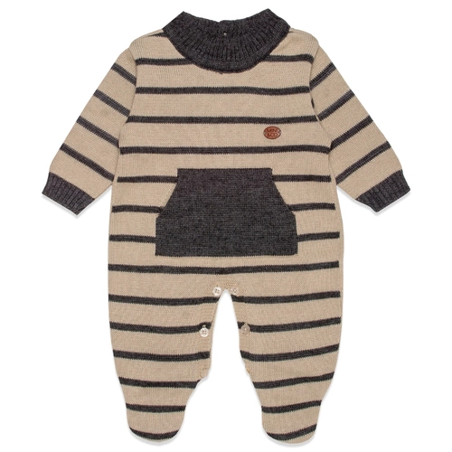 Macacão Manga Longa Tricot Listrado com Bolso Masculino – Mescla