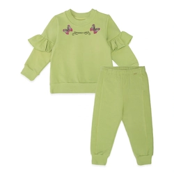 Conjunto Moletom Borboleta Blusa com Babado Verde Charpey - Feminino