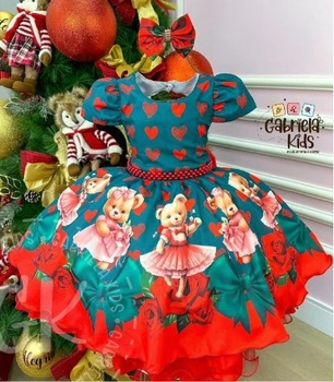 Vestido Ursinha Natalina Verde