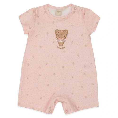 Macacão Manga Curta Estampado e Bordado Suedine Feminino – Ratinhas