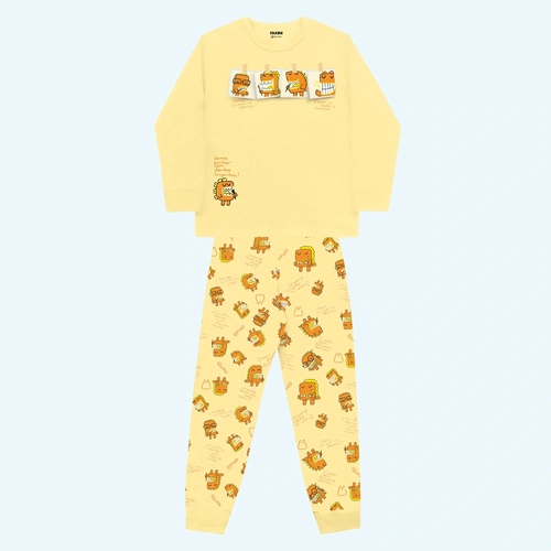 Conjunto Camiseta Manga Longa e Calça Pijama Vamos Escovar Os Dentes? Fakini Masculino