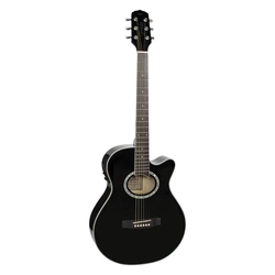 Violão Eletroacústico Aço Mini Jumbo Cutaway Gsf-1d Ceq Bk Preto, Com Afinador e Equalizador