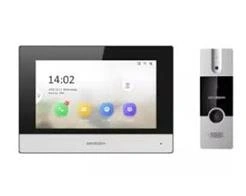 Kit Video Porteiro Hibrido Porteiro Externo de 4 Fios e Tela Interna Ip Hikvision Ds-kis302-p