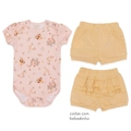 Conjunto Body Manga Curta Bordado e Shorts Babado Suedine Feminino – Bosque