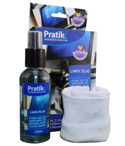 Limpa Telas com Pano Microfibra 120ml Pratik