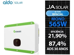 Gerador De Energia Solar Growatt Sem Estrutura Growatt Gf 31,64kwp Ja Deep Blue 565w Bifacial N-type Mid 25kw 2mppt Trif 380v