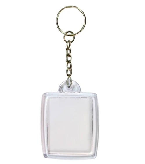Chaveiros p/ Foto 3X4 Acrílico pacote c/12 unid. Retangular