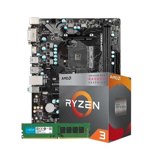 Kit Upgrade AMD Ryzen 3 5300G + Placa Mãe B450M + Memória DDR4 8GB 2666Mhz