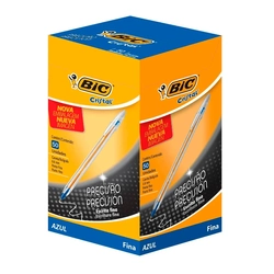 Caneta Esferográfica Bic Cristal Fina 0.8mm Azul Caixa Com 50 Unidades