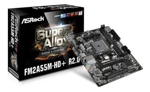 Placa Mãe AsRock FM2A55M-HD+ R2.0 MATX AMD FM2/FM2+ 2x DDR3 2400Mhz VGA / HDMI - 90-MXB2L0-A0BAYZ