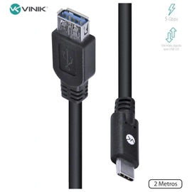 Cabo Usb Tipo c para Extensor Usb a Fêmea V3.2 Gen1 5gbps 2 Metros - C32uaf-2