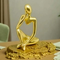 Estátua Decorativa Figura Pensador Enfeite Mesa Sala Rack Cor Dourado D