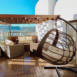 Jogo de Sofá com balanço em Fibra Sintética Alumínio Epóxi Dourados