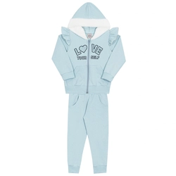 Conjunto Moletom com Jaqueta Love Yourself Azul Randa Mundu - Feminino