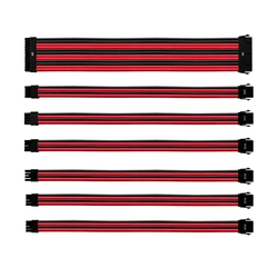 Kit Cabo Extensão Sleeved para Fonte Cooler Master Psu 30cm Capa de Pvc Vermelho e Preto    Cma-nest16rdbk1-gl