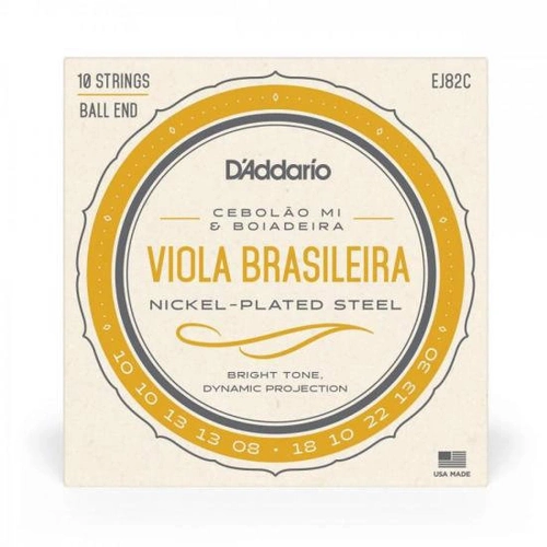 Encordoamento Para Viola Brasileira Cebolão Mi/boiadeira Ej82c d Addario