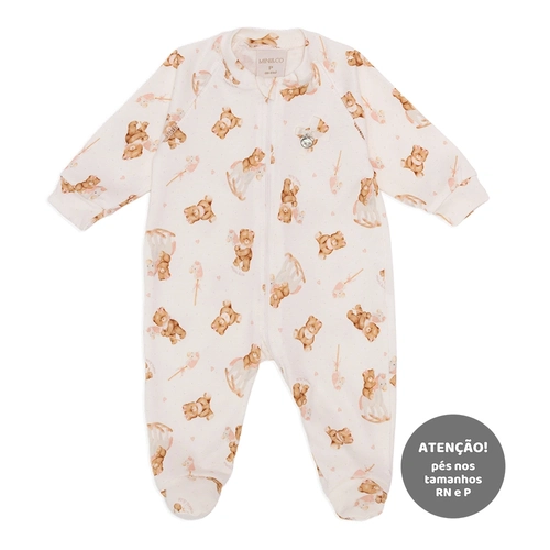 Macacão Abertura Em Zíper Suedine Feminino - Ursinha e Cavalinho