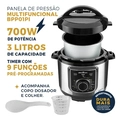 Panela Pressão Elétrica Britânia 3 Litros BPP01PI 9 Programas Antiaderente Compacta 127V