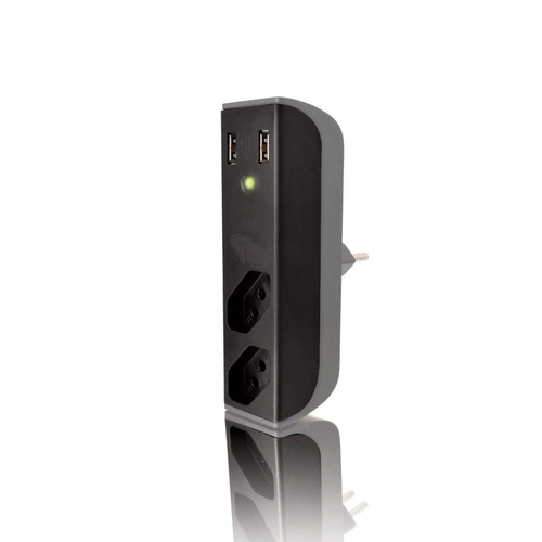 Filtro de Linha 2 Tomadas + Carregador USB 2.1A Coletek Preto -  FL-USB21GBK