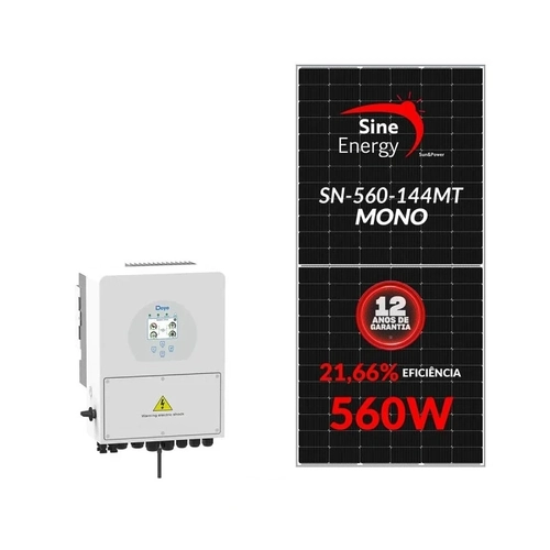 Gerador Solar Hibrido Deye 5,60 Kwp Mon. 220v Fibromadeira (5k/560w)