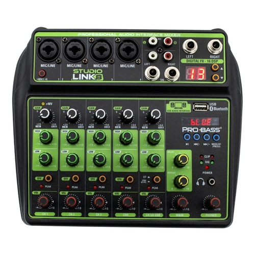 Mesa de Som 8 Canais Bluetooth Com Interface Usb Studio Link 8