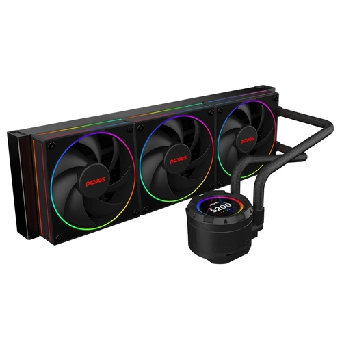 Water Cooler Pcyes Vision Black Vulcan 360MM Display LCD - VS360BV