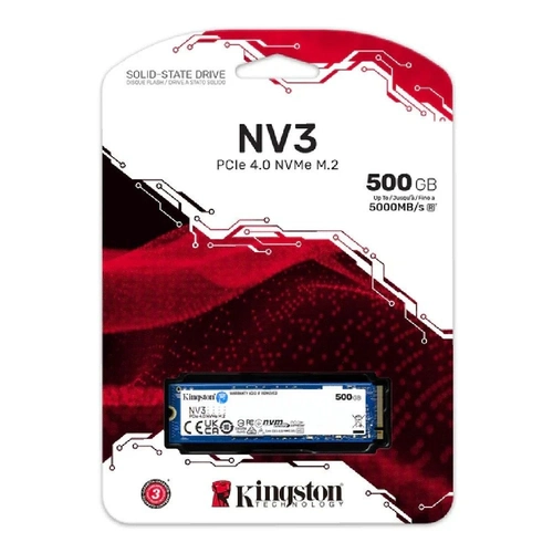 SSD Kingston NV3 500 GB NVMe M.2 2280 Leitura 5000MB/s Gravação 6000MB/s- SNV3S/500G