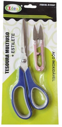 Tesoura Multiuso + Estilete 9558T - cores sortidas